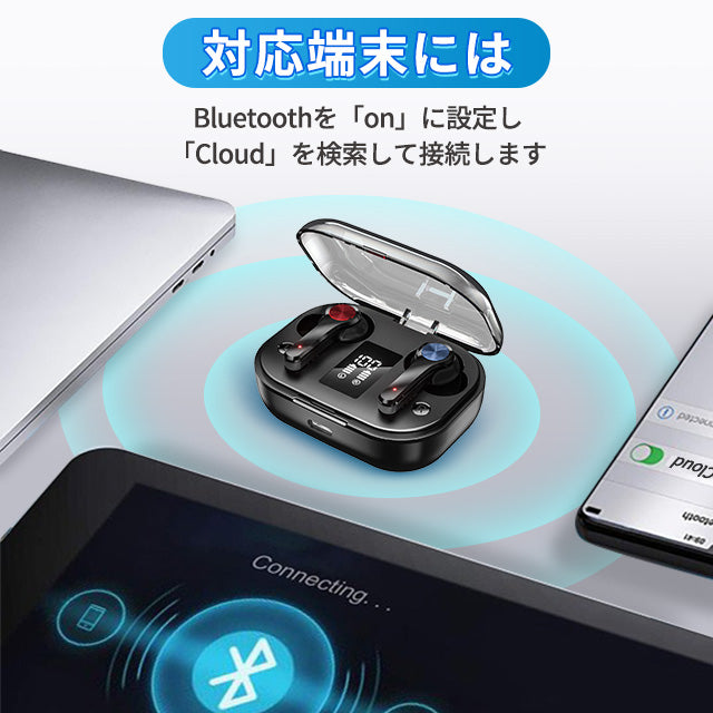ワイヤレスイヤホン Bluetooth5.0 Hi-Fi 高音質 低遅延 残電量表示